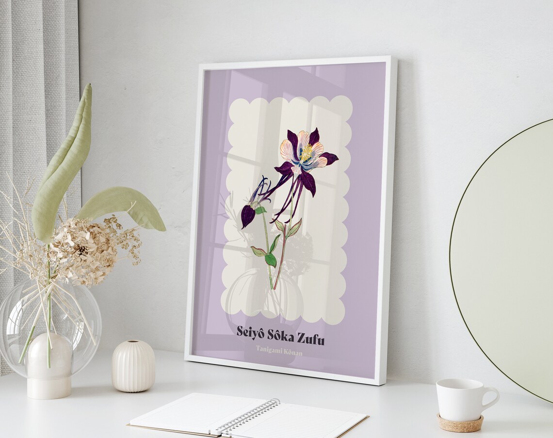 Tanigami Konan Seiyo Soka Zufu Columbine Japanese Floral Poster - Image 3