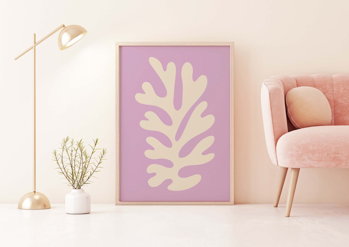 Matisse Inspired Lilac Cut Out Leaf Modern Abstract Art Poster - Image 2