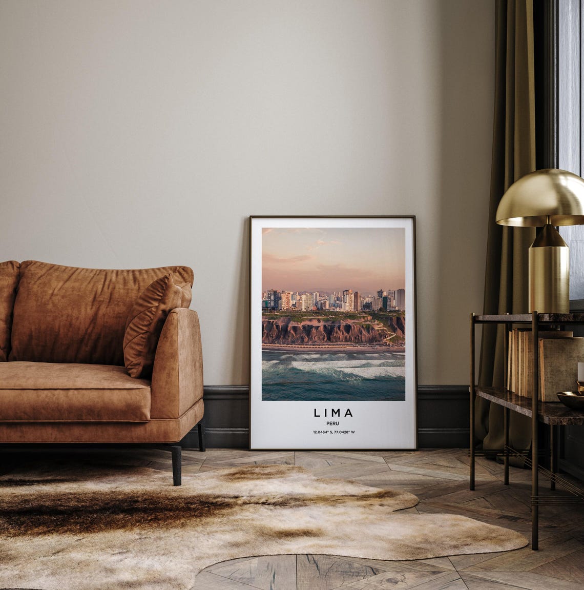 Lima Peru Pacific Ocean Cliffs City Skyline Golden Hour Poster - Image 3