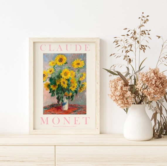 Claude Monet Art Print Modern Vintage Poster Exhibition Wall Art Monet Wall Art Vintage Wall Art Bouquet Of Sunflowers Nude Pink