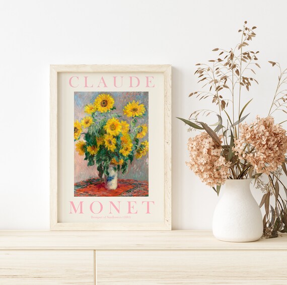 Claude Monet Bouquet of Sunflowers 1881 Bright Golden Cream Poster