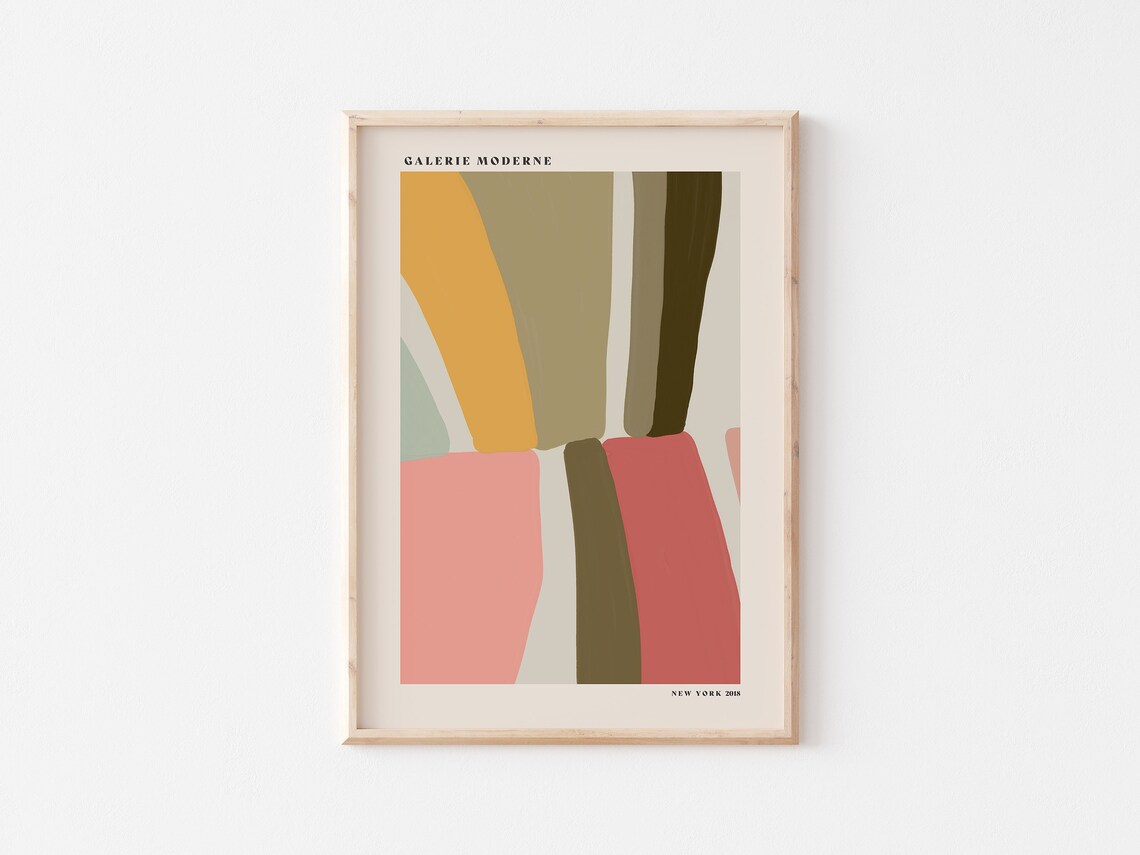 Galerie Moderne Colorful Vertical Stripes Ochre Coral Abstract Poster - Image 3