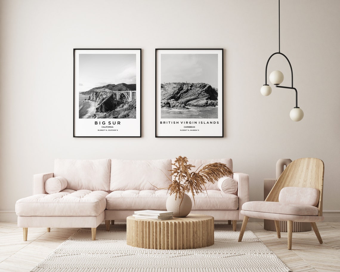 British Virgin Islands Caribbean Rocky Coast Black White Poster - Image 2
