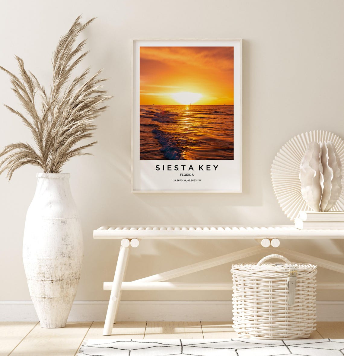 Siesta Key Florida Blazing Golden Sunset Ocean Waves Gulf Poster - Image 3