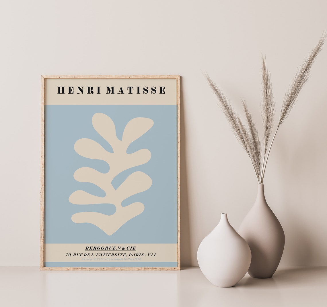 Matisse Print Pastel Blue Shape Cut Outs Print Exhibition Print Matisse Inspired Art A4 A3 A2 Home Decor Gallery Wall - Image 2