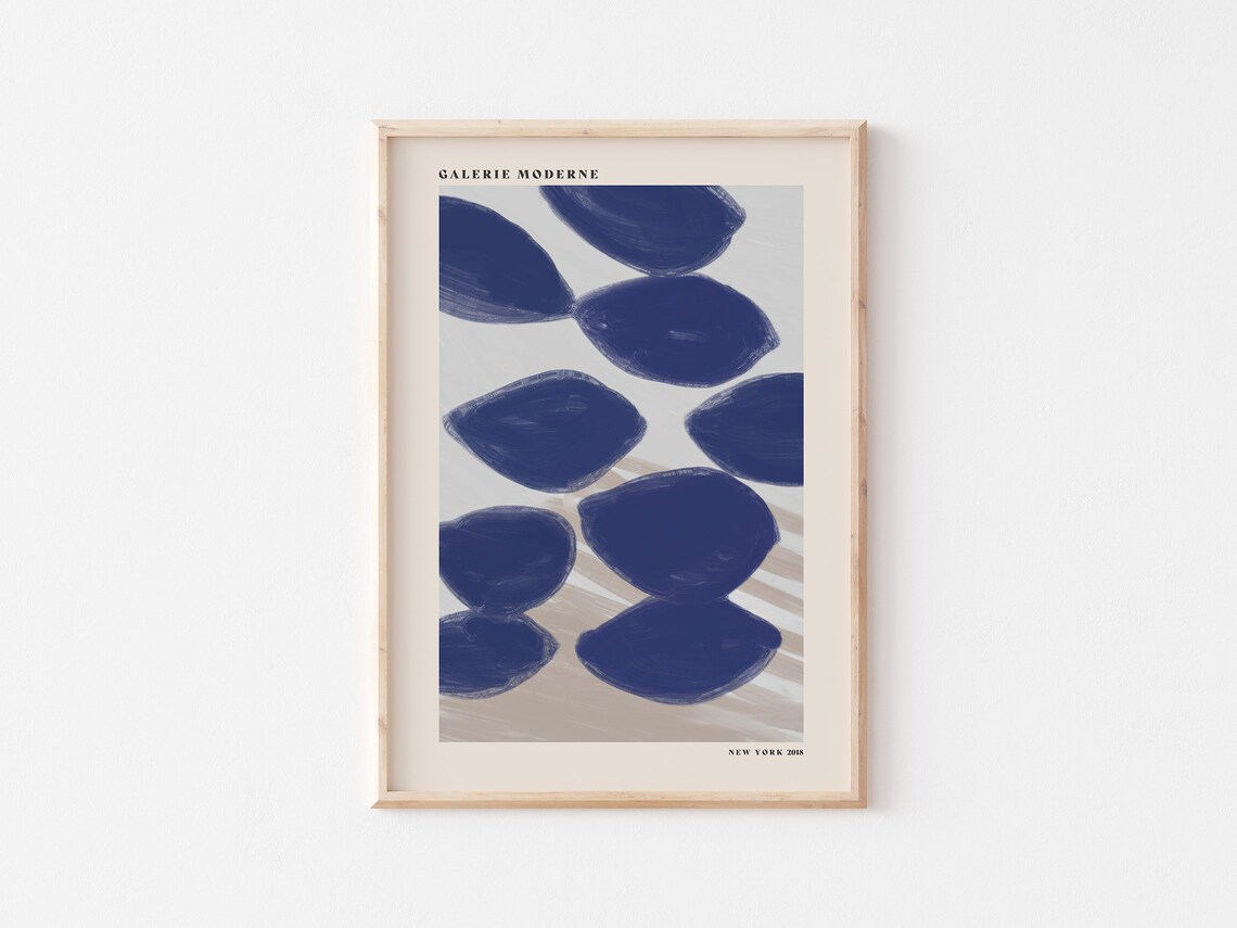 Galerie Moderne New York 2018 Navy Blue Abstract Pebble Art Poster - Image 3