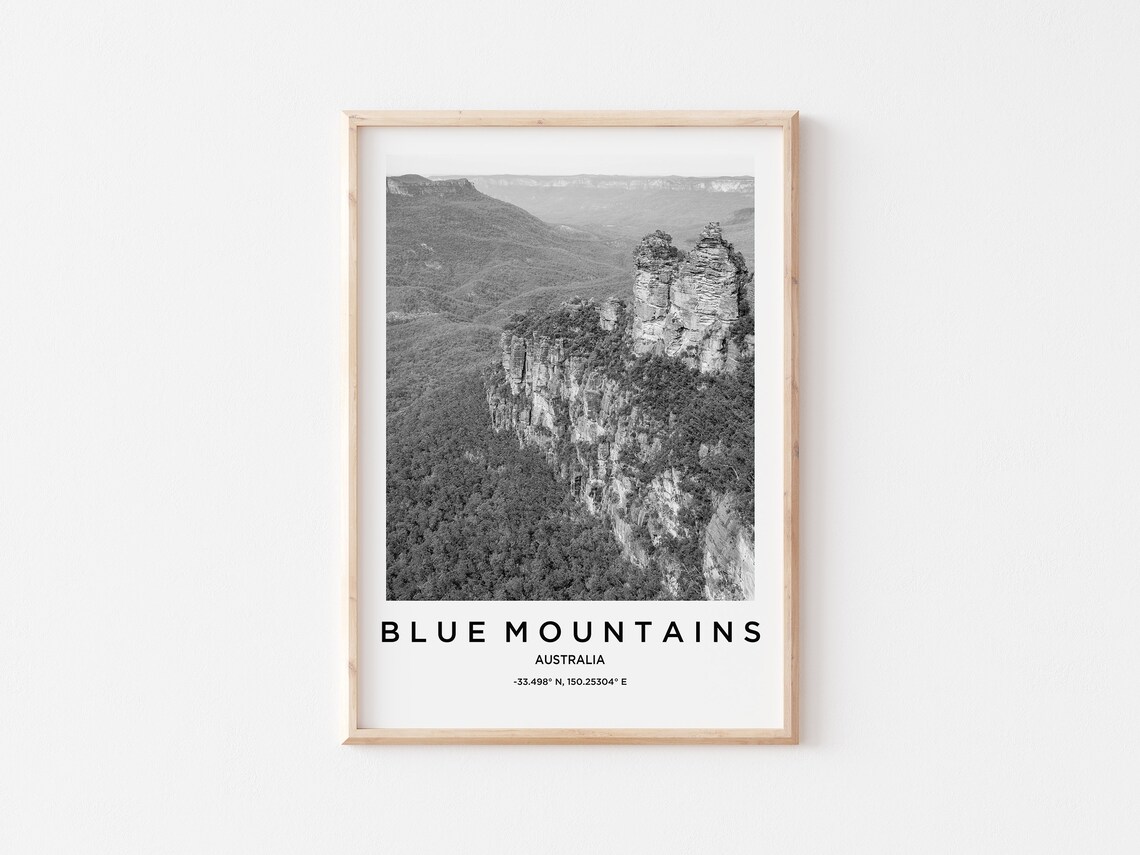 Blue Mountains Travel Poster Blue Mountains Print Blue Mountains Photo Print Black And White Photography Monochrome Travel Photography - Image 3