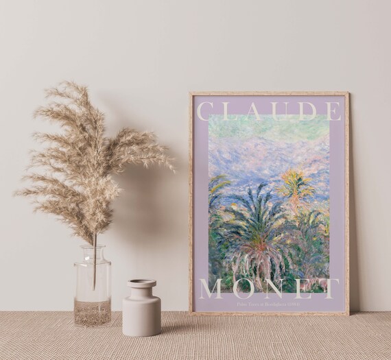 Claude Monet Palm Trees at Bordighera 1884 Lavender Border Poster