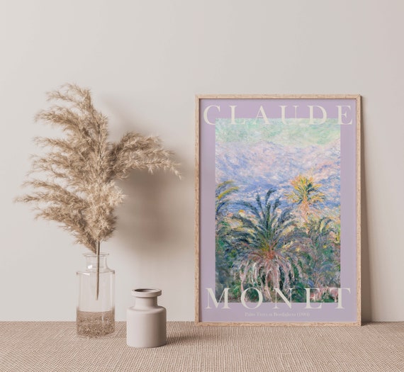 Pastel Lilac Claude Monet Art Print Modern Vintage Poster Exhibition Wall Art Monet Wall Art Vintage Wall Art Palm Trees At Bordighera