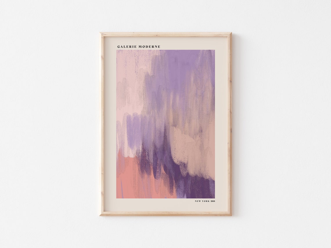Galerie Moderne Lavender Coral Vertical Brushwork Abstract Poster - Image 3