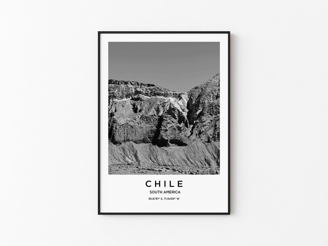 Chile Travel Poster, Chile Map Art Print
