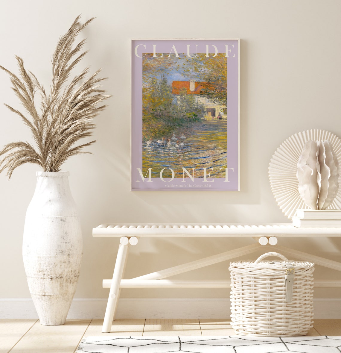 Claude Monet The Geese 1874 White Geese On Golden River Poster - Image 2