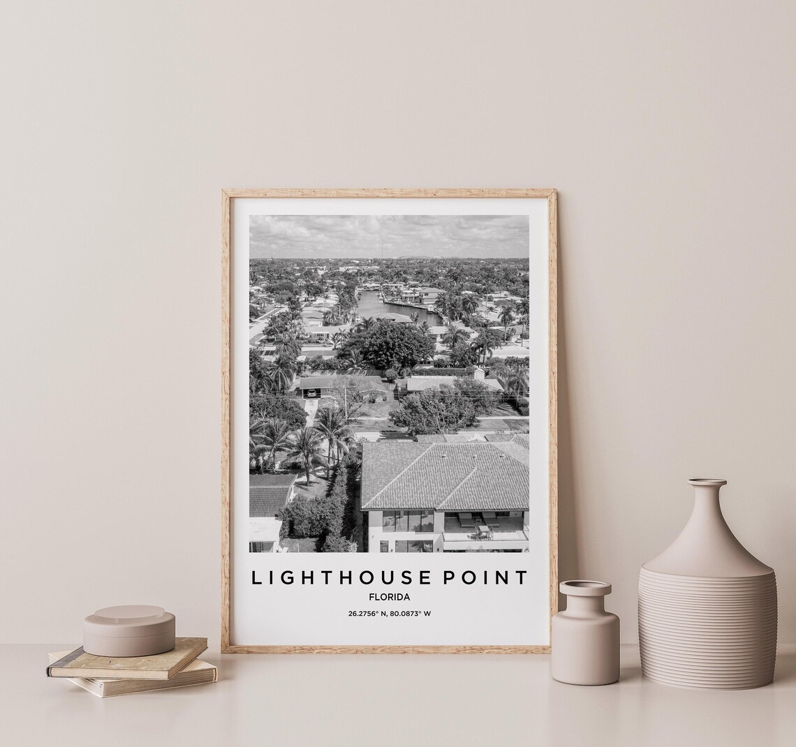 Lighthouse Point Map, Coastal Nautical Art Print - Image 2