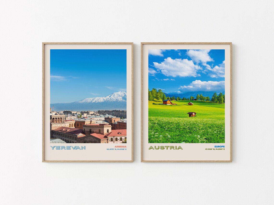 Yerevan Armenia Mount Ararat Snow Peak City Skyline View Poster - Image 2