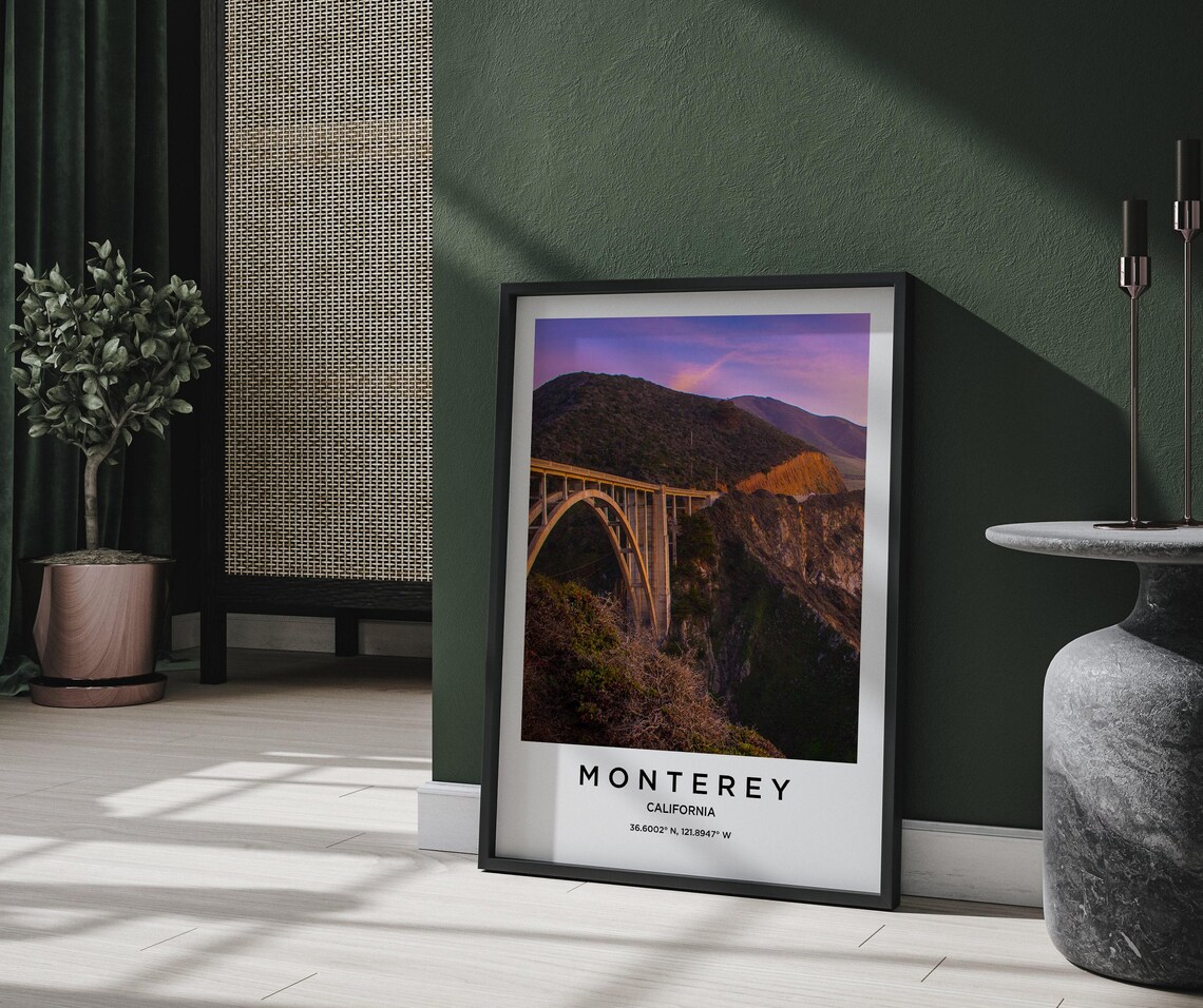 Monterey California Bixby Creek Bridge Sunset Coastal Poster - Image 2