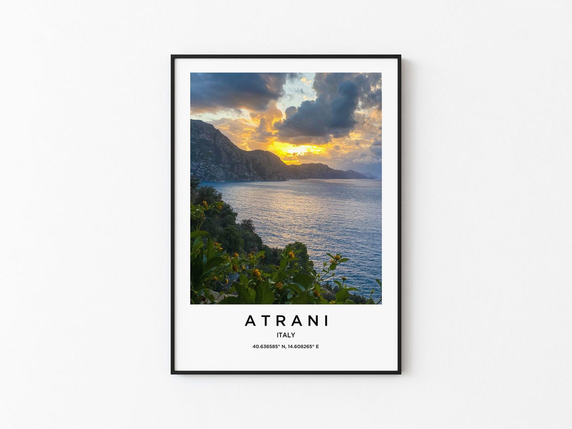 Atrani Italy Dramatic Sunset Clouds Over the Amalfi Coast Sea Poster