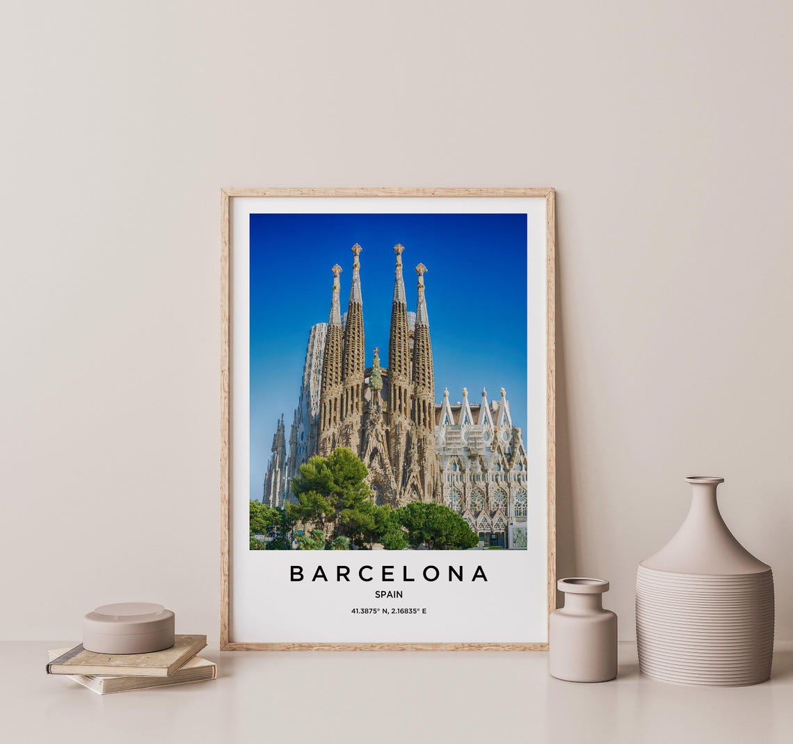 Barcelona Travel Poster, City Map Art - Image 2