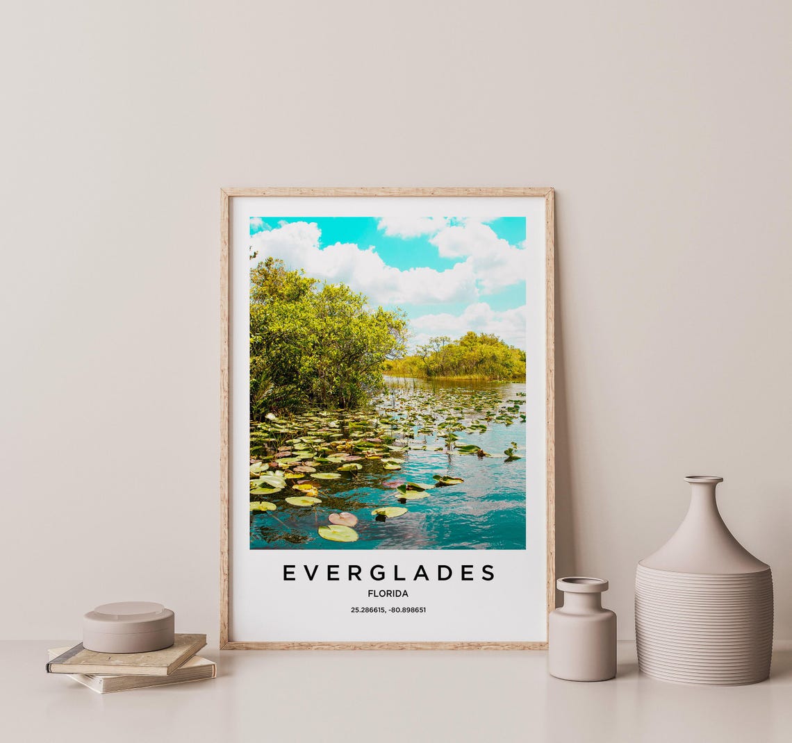 Everglades Florida Bright Lily Pad Swamp Minimalist Travel Poster - Image 2
