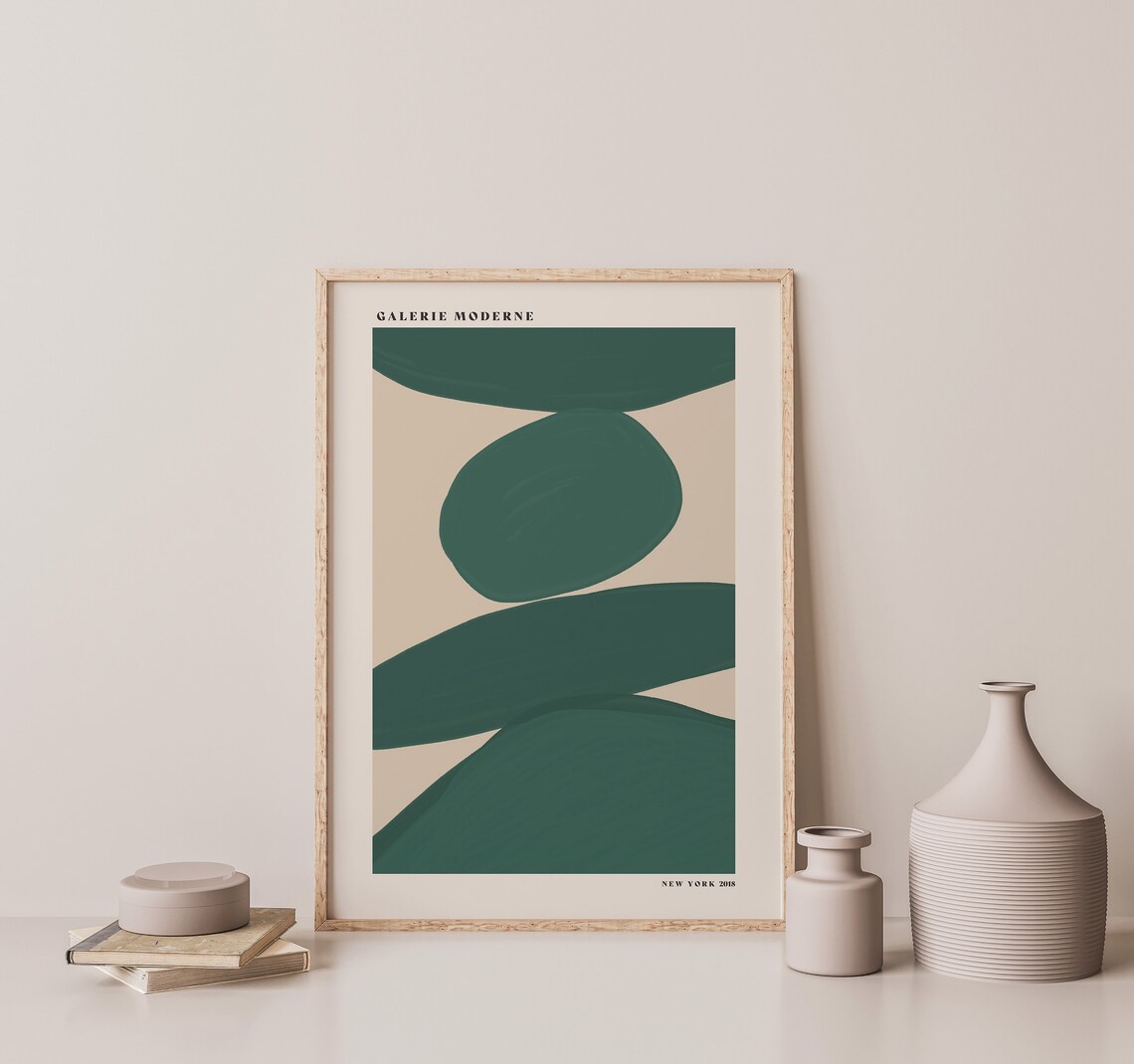 Galerie Moderne Deep Green Organic Shapes Minimalist Abstract Poster - Image 2