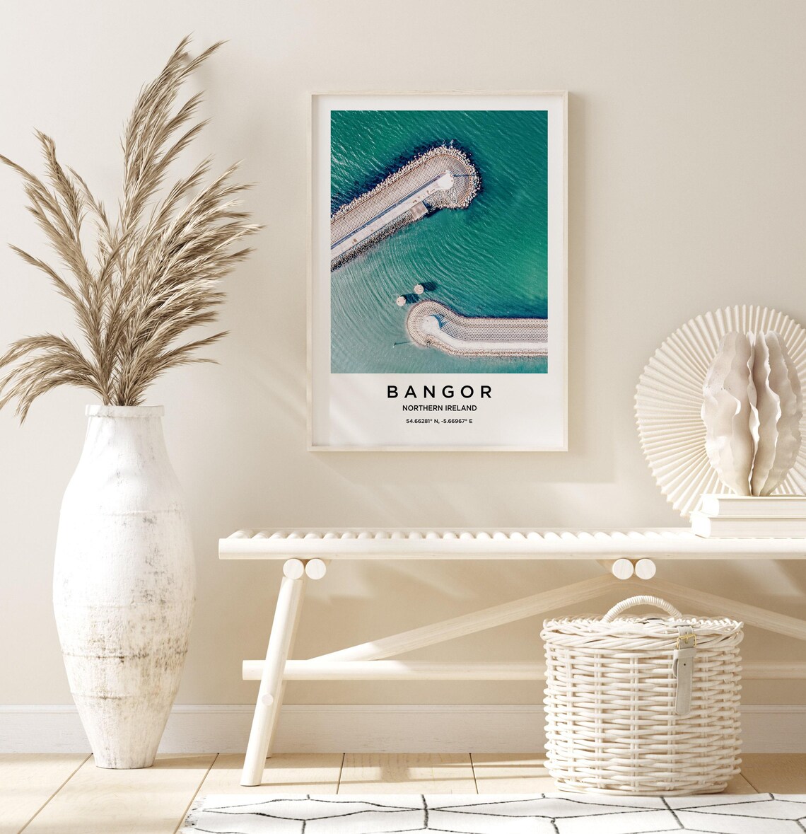 Bangor Northern Ireland Aerial Curved Harbor Breakwater Poster - Image 3