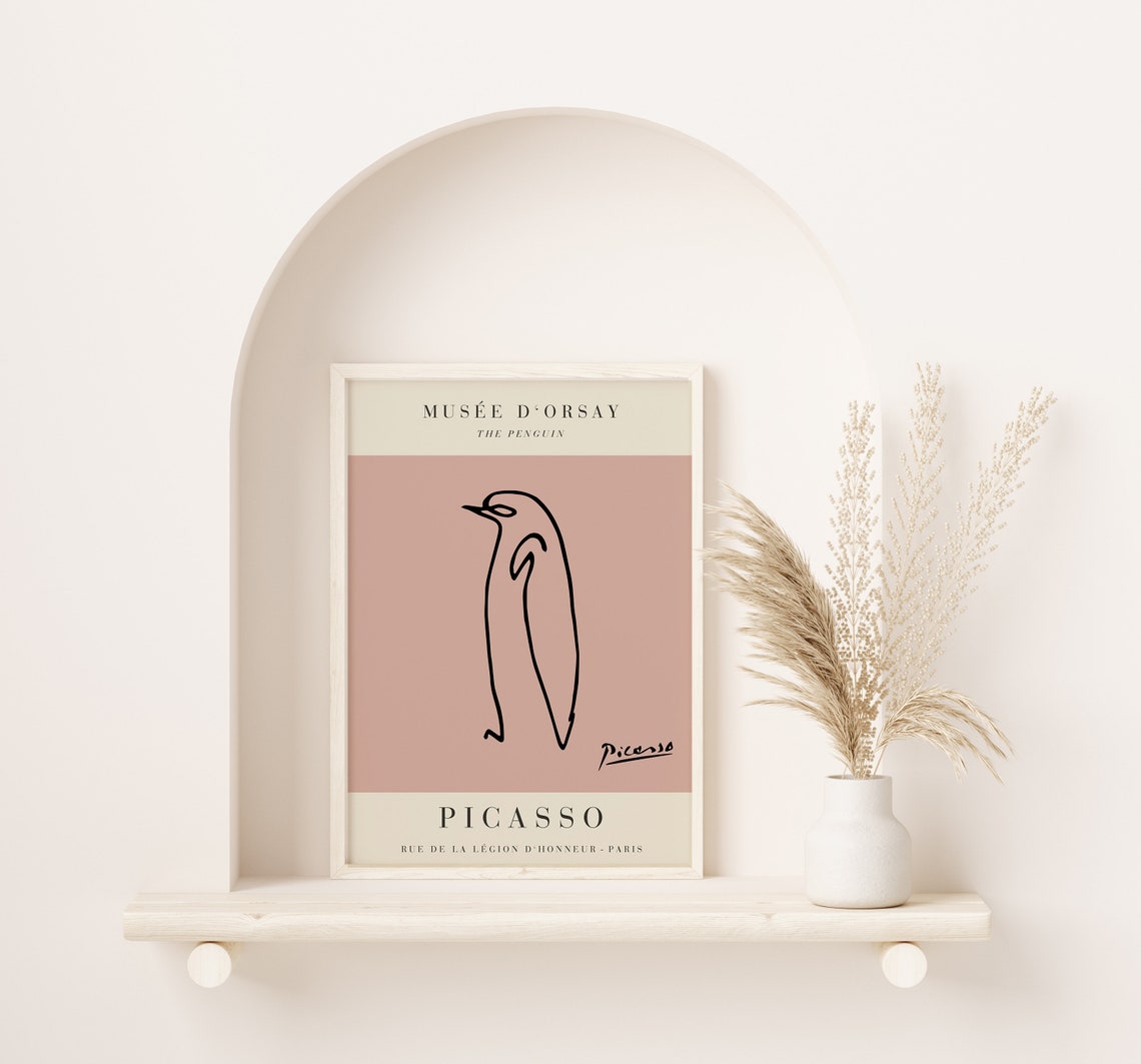 Pablo Picasso The Penguin Dusty Pink Minimalist Line Art Print - Image 2