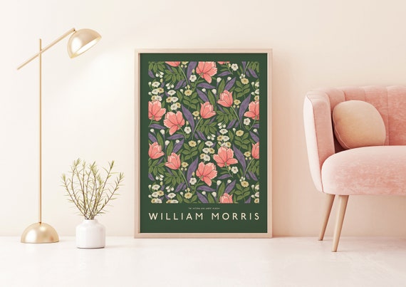 Colorful Pink Flowers William Morris Print Morris Exhibition Poster Art Nouveau Wall Art A6 A5 A4 A3 A2 A1 A0 William Morris Poster