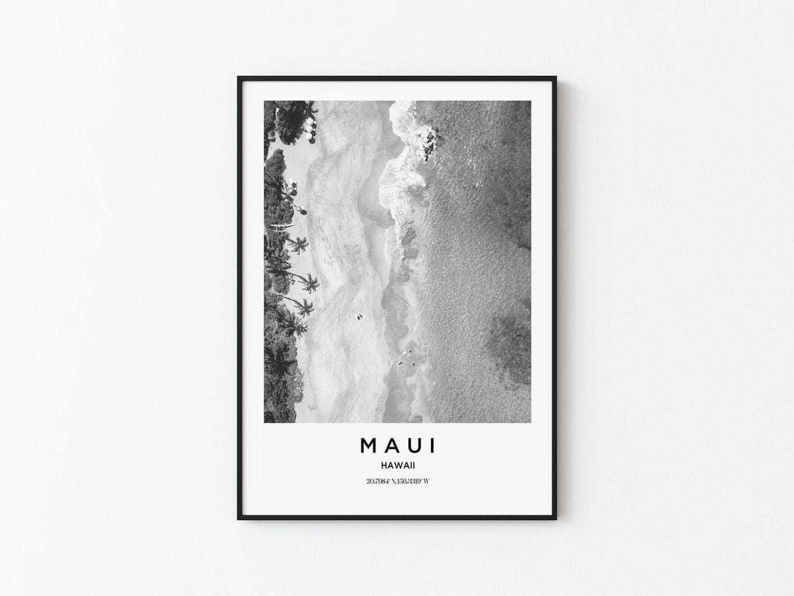 Maui Travel Poster, Maui Map Art Print