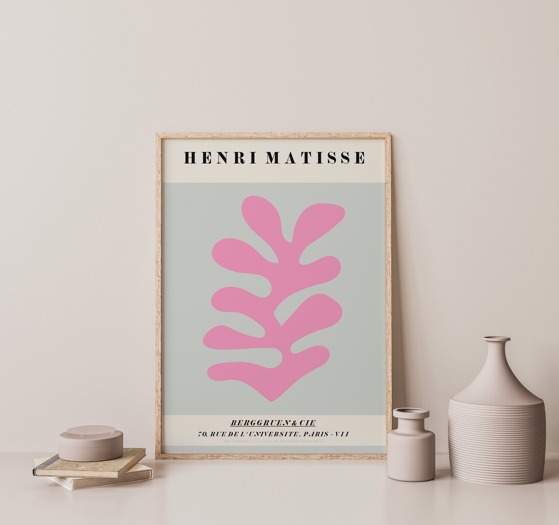 Henri Matisse Pink Cutout Leaf 1953 Gallery Exhibition Art Print - Image 2