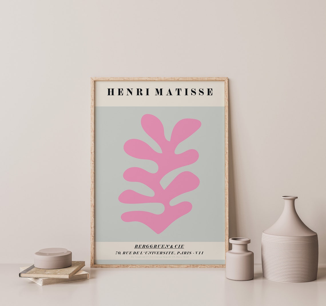 Matisse Print Pretty Pink Grey Shape Cut Outs Print Exhibition Print Matisse Inspired Art A4 A3 A2 Home Decor Gallery Wall - Image 2