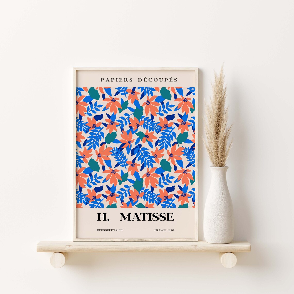 Matisse Papiers Decoupes Bold Orange Blue Cut Out Floral Poster - Image 2
