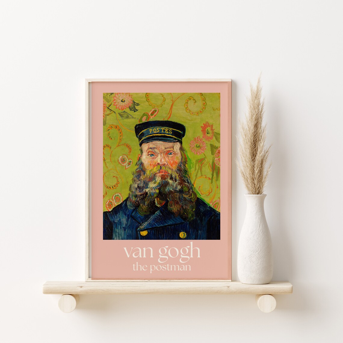 Van Gogh The Postman Portrait Floral Green Background Art Poster - Image 2