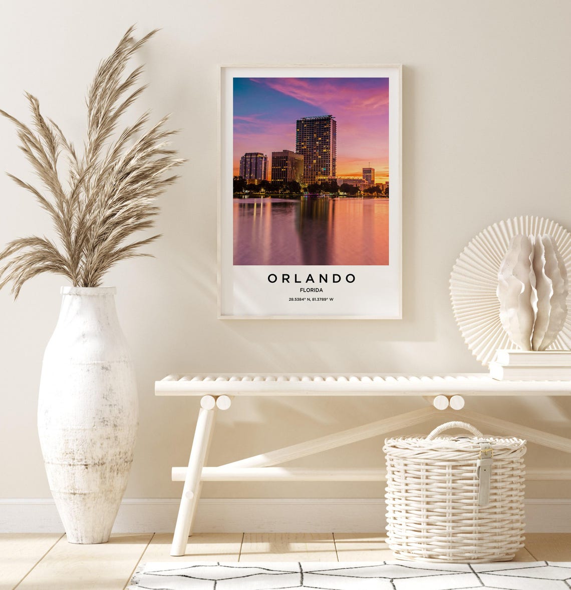 Orlando Florida Sunset Downtown Skyline Lake Reflection Poster - Image 3