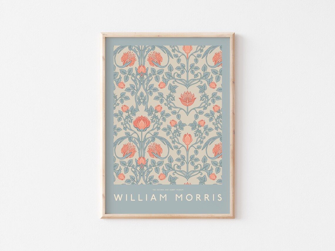 William Morris Coral Floral Pattern Victoria Albert Museum Poster - Image 3
