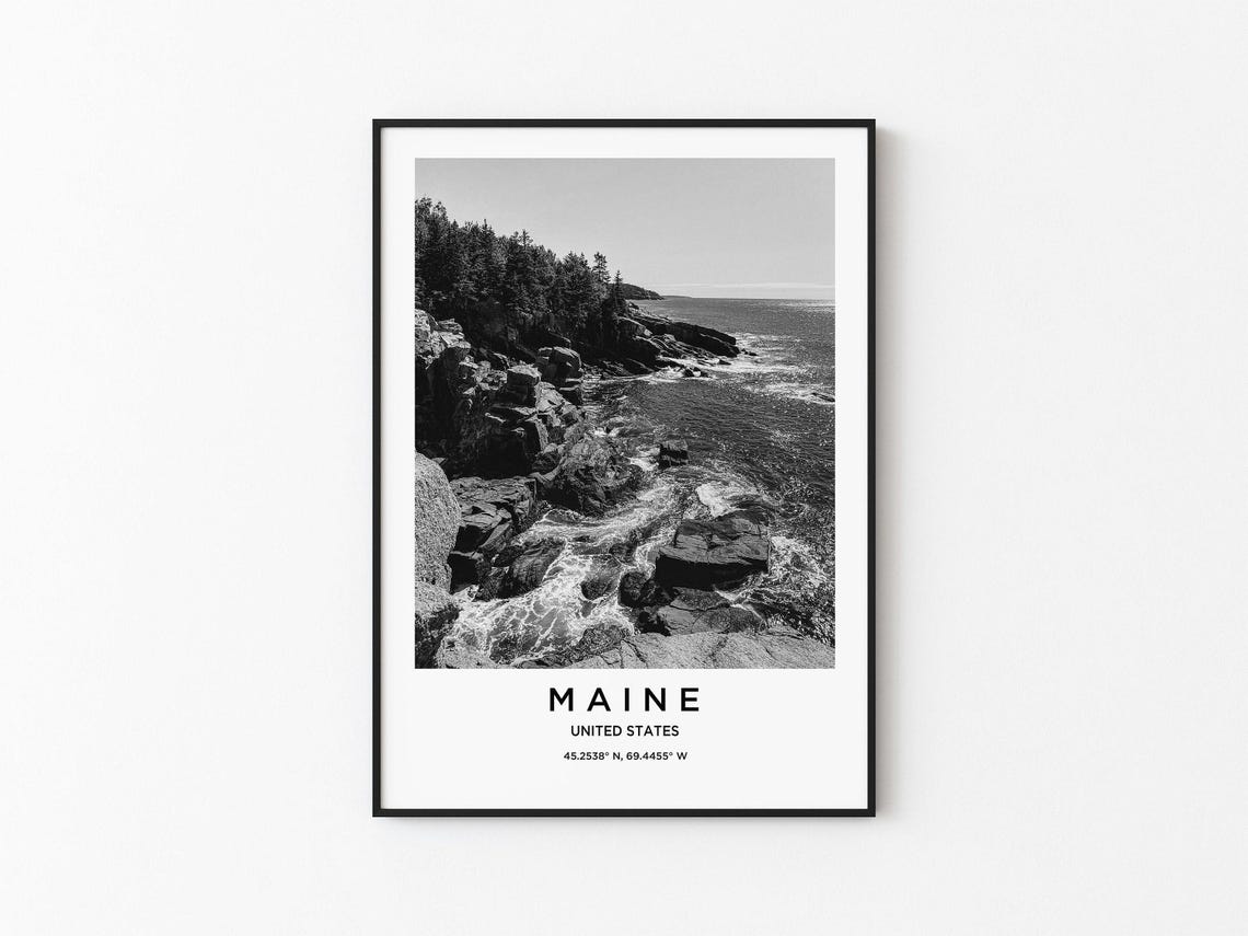 Maine Art Maine Print Maine Poster Maine Art Maine Photo Maine Map Maine Painting Maine Travel