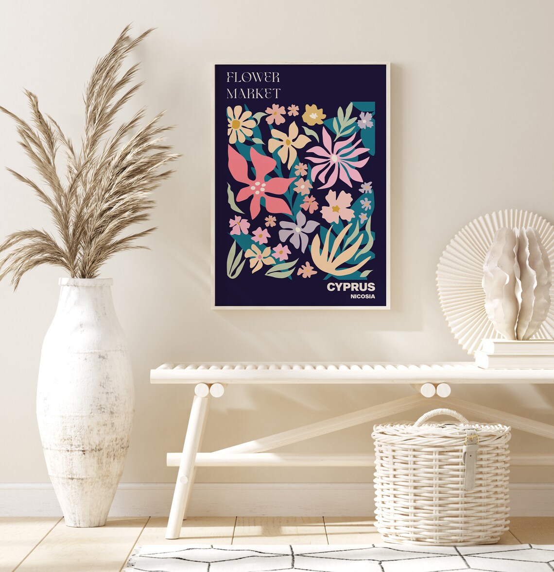 Nicosia Cyprus Flower Market Bright Colorful Tropical Bloom Poster - Image 3
