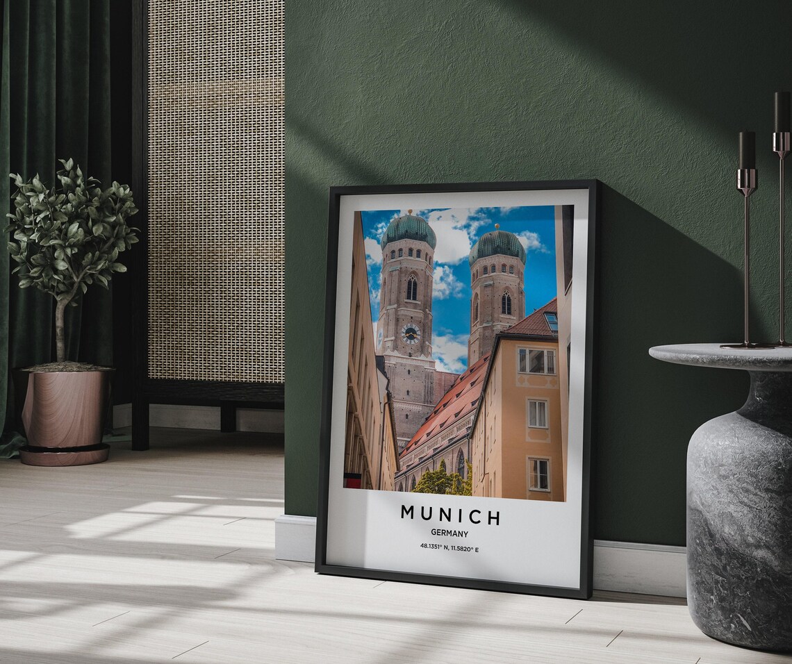 Munich Germany Frauenkirche Twin Domes Cathedral Travel Poster - Image 2