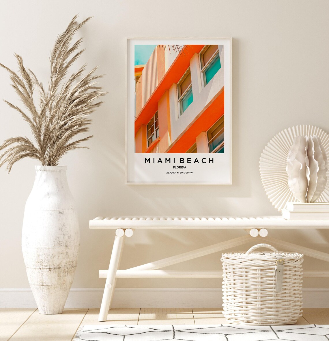 Miami Beach Florida Orange Art Deco Facade Ocean Drive Architecture Poster - Image 3