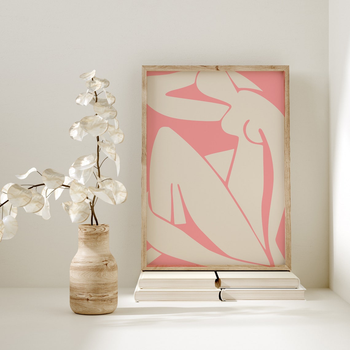 Blush Pink Seated Figure Cut Out Abstract Matisse Style Poster