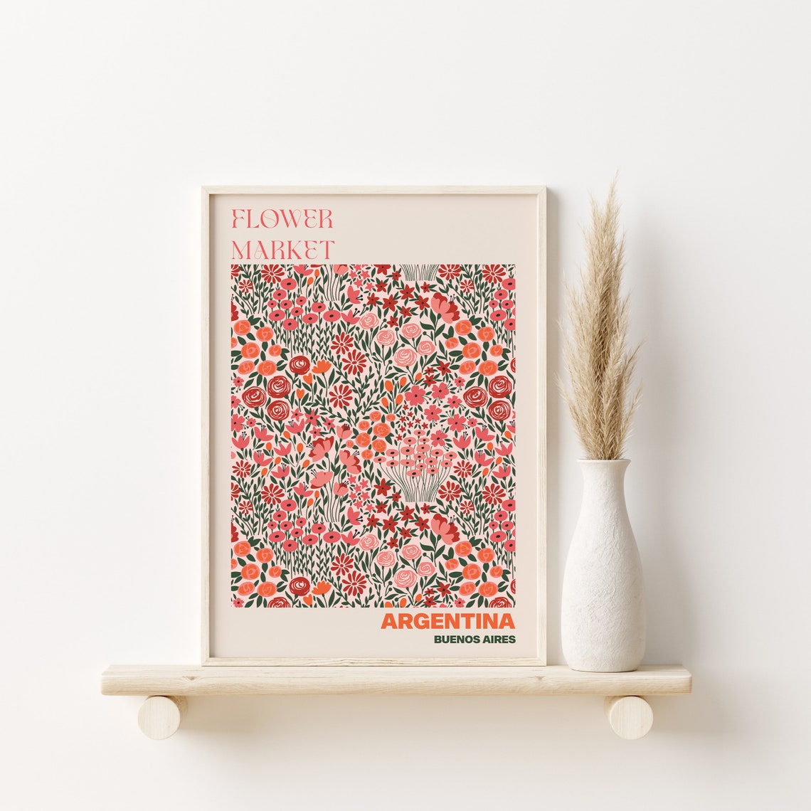 Argentina Flower Market Poster Buenos Aires Red Wildflower Decor - Image 2