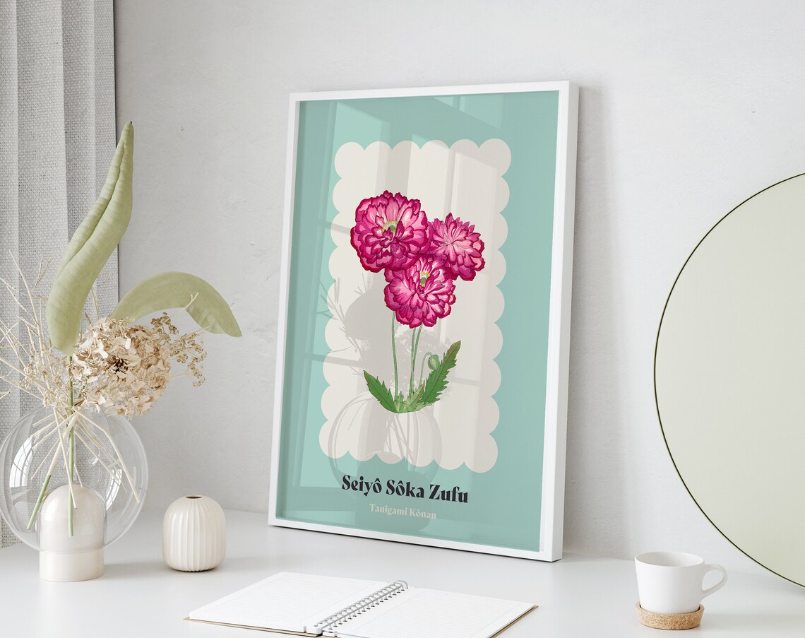 Japanese Floral Vintage Poster Seiy Ska Zufu Wall Art Tanigami Konan Poppy Flower Modern Pastel Art Print Exhibition Museum Decor - Image 3