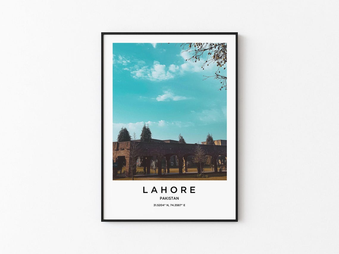 Lahore Pakistan Historic Brick Arches Colonnade Under Blue Sky Poster