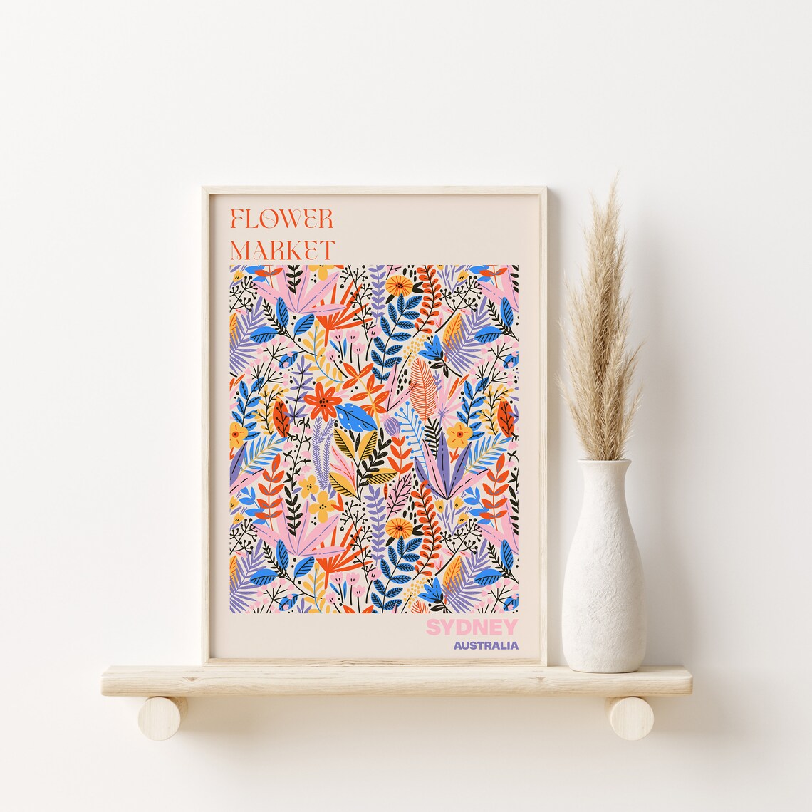 Sydney Australia Flower Market Tropical Leaf Bloom Pattern Poster - Image 3