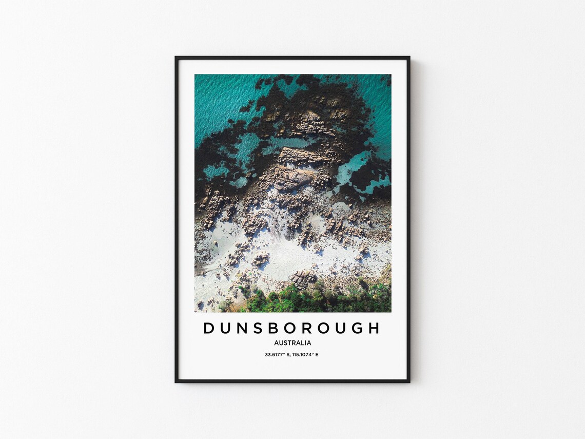 Dunsborough Australia Aerial Rocky Coastline Sea Travel Poster