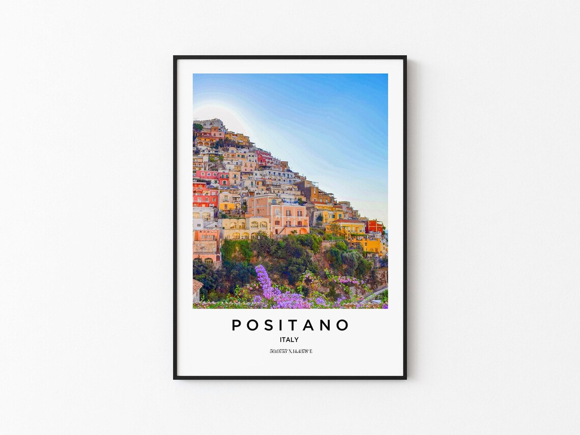 Positano Italy Amalfi Coast Colorful Cliffside Village Travel Poster