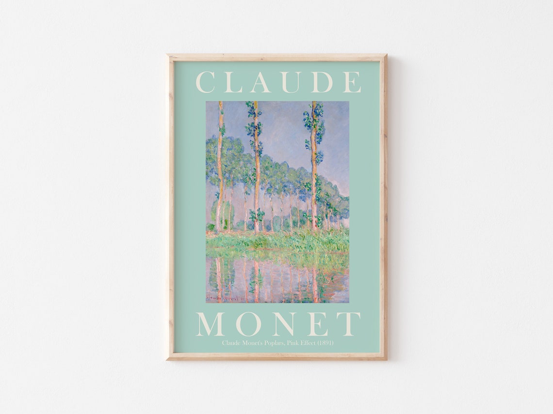 Claude Monet Poplars Pink Effect 1891 River Reflection Poster - Image 3