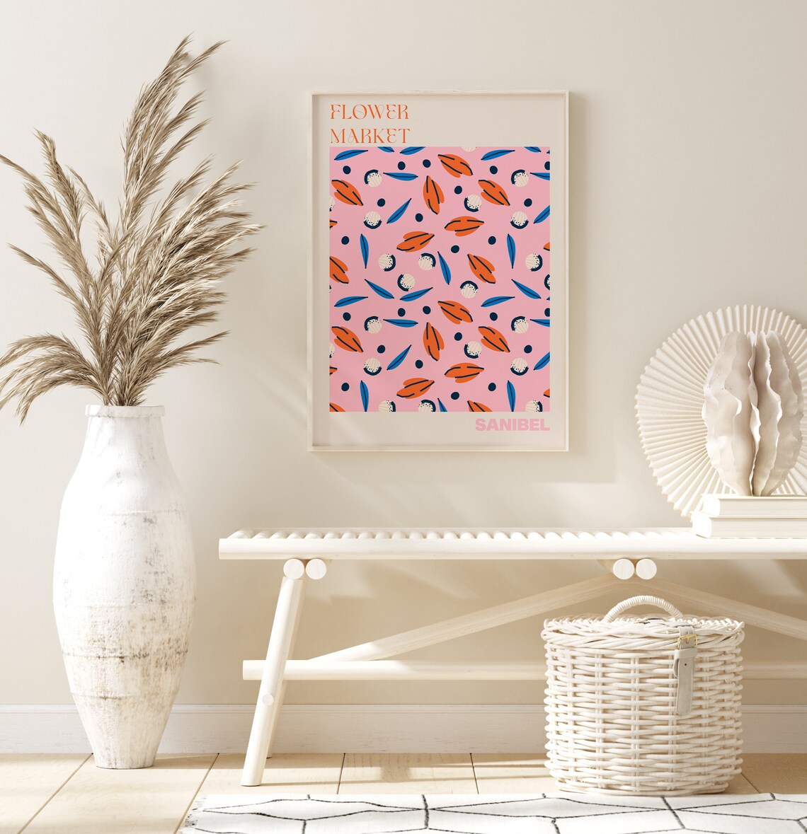 Sanibel Flower Market Playful Leaf Pattern Design Art Poster - Image 2