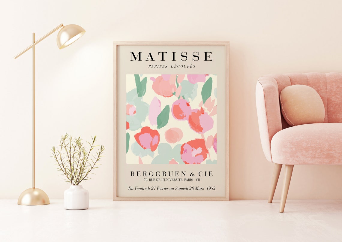 Matisse Pastel Coral Floral Papiers Decoupes Exhibition Poster - Image 2