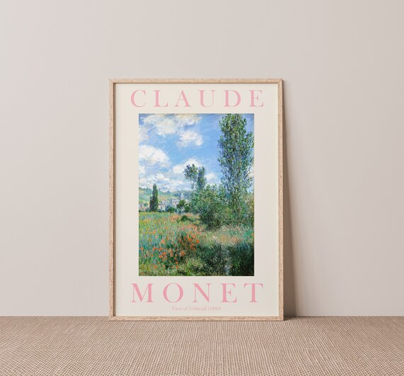 Claude Monet View Of Vetheuil 1880 Pink Exhibition Poster For Airy Room Decor