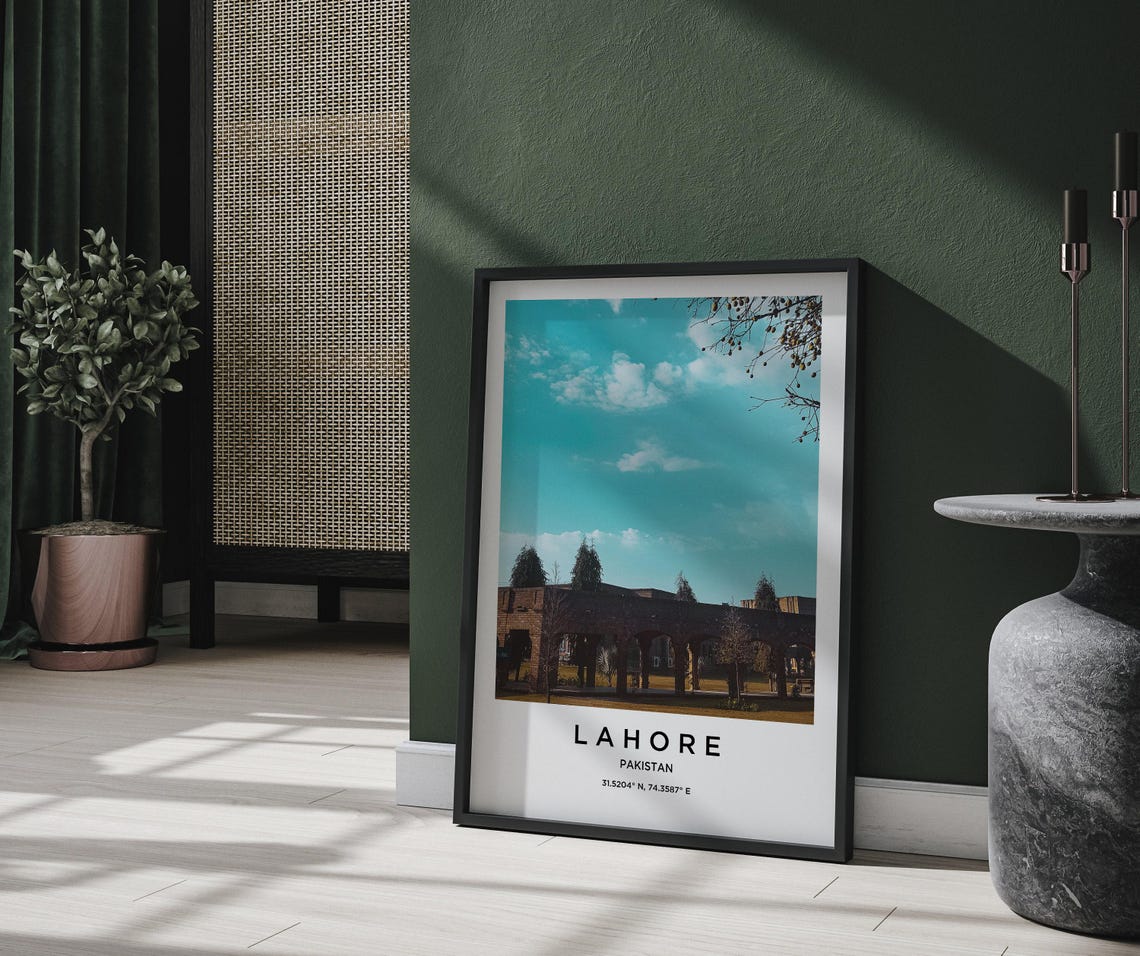 Lahore Pakistan Historic Brick Arches Colonnade Under Blue Sky Poster - Image 2