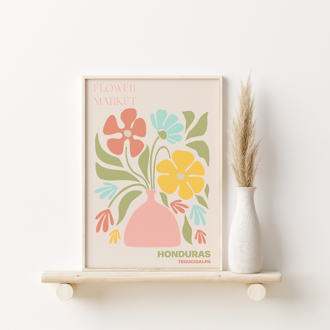 Honduras Tegucigalpa Flower Market Pastel Vase Floral Poster - Image 3